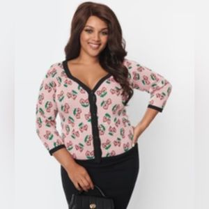Pink cherry heart cardigan